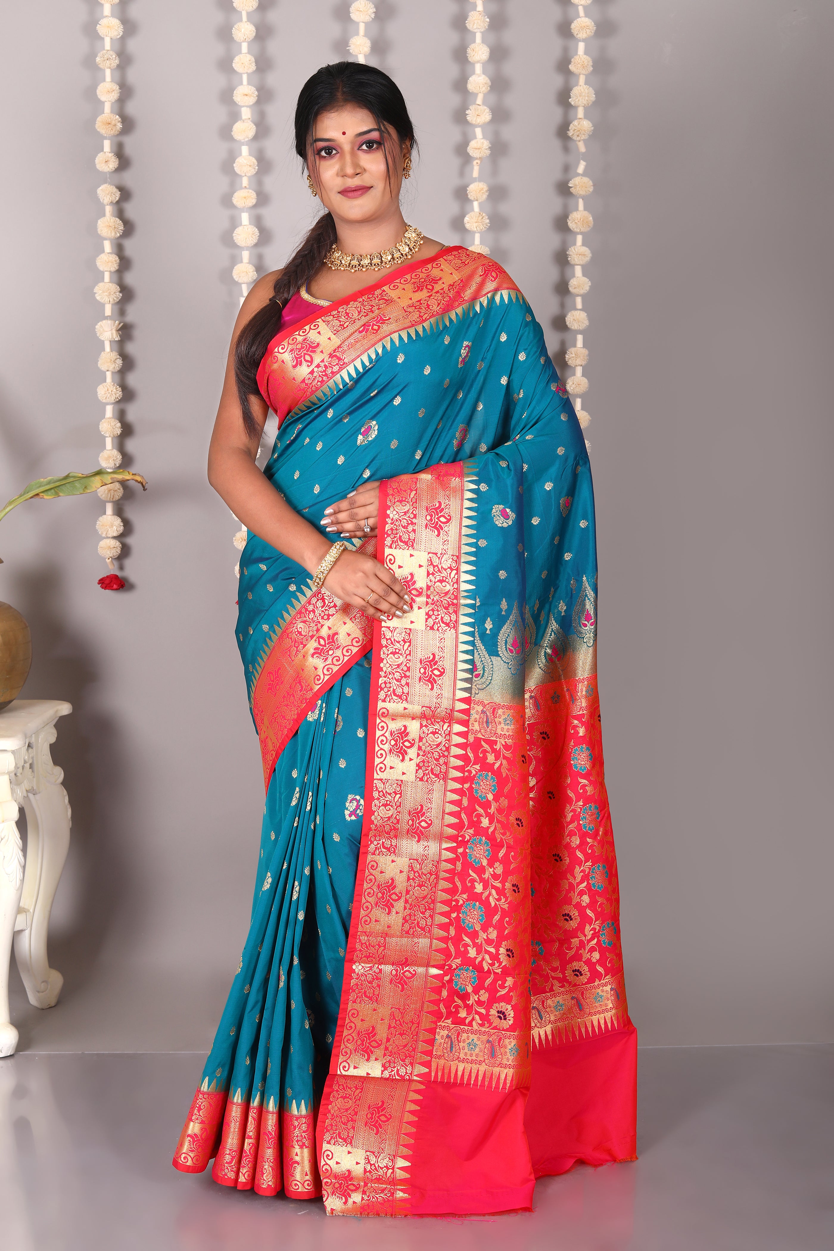 Blue Blended Kanjivaram Silk Saree - Keya Seth Exclusive