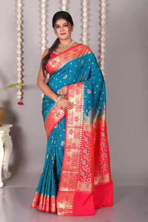 Blue Blended Kanjivaram Silk Saree - Keya Seth Exclusive