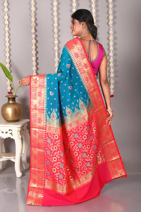 Blue Blended Kanjivaram Silk Saree - Keya Seth Exclusive