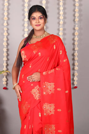 Red Blended Mashru Silk Saree - Keya Seth Exclusive