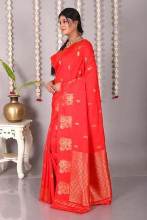 Red Blended Mashru Silk Saree - Keya Seth Exclusive