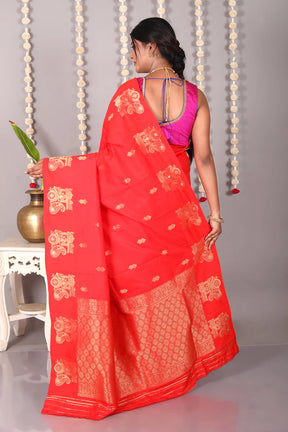 Red Blended Mashru Silk Saree - Keya Seth Exclusive
