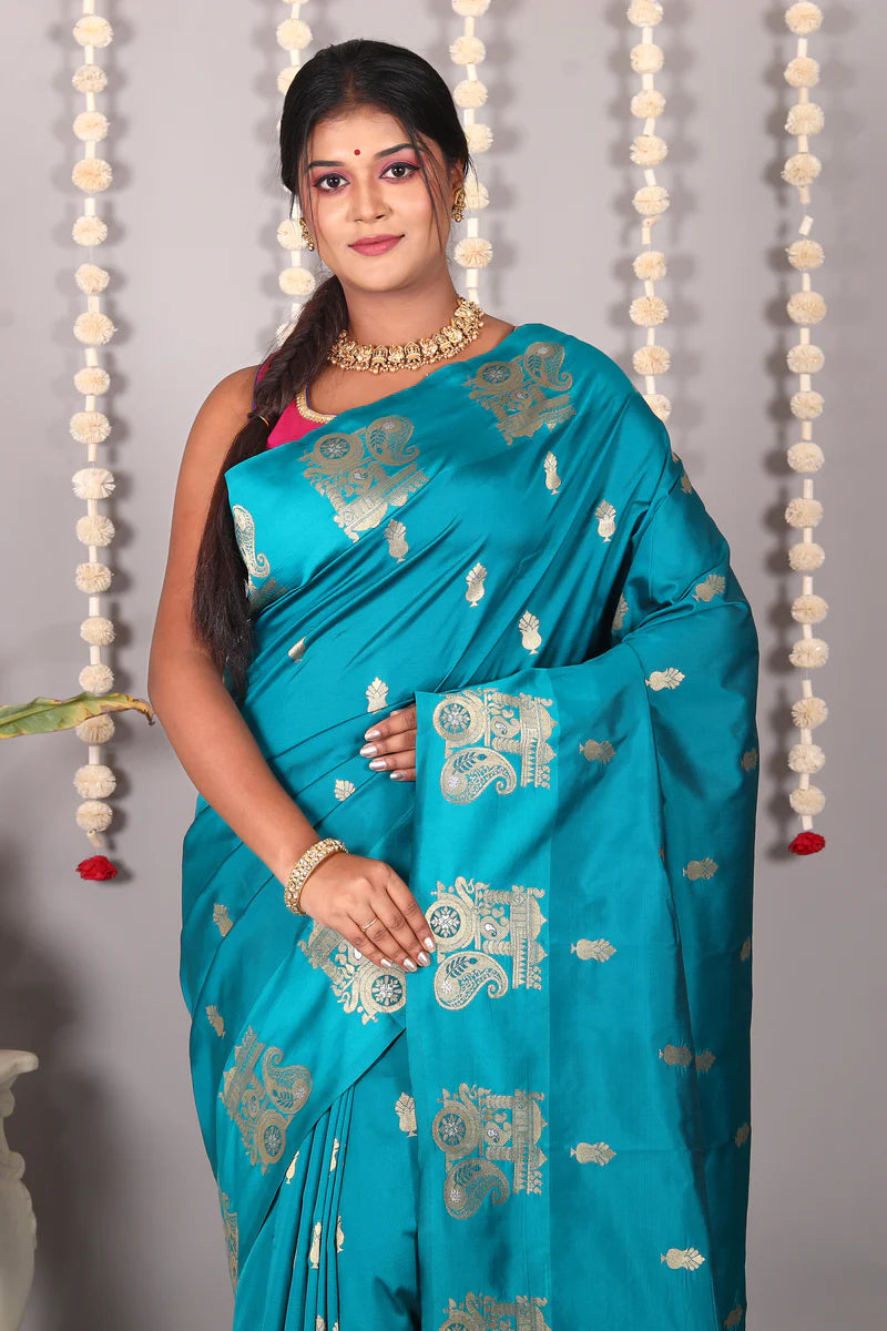 Rama Green Blended Mashru Silk Saree - Keya Seth Exclusive