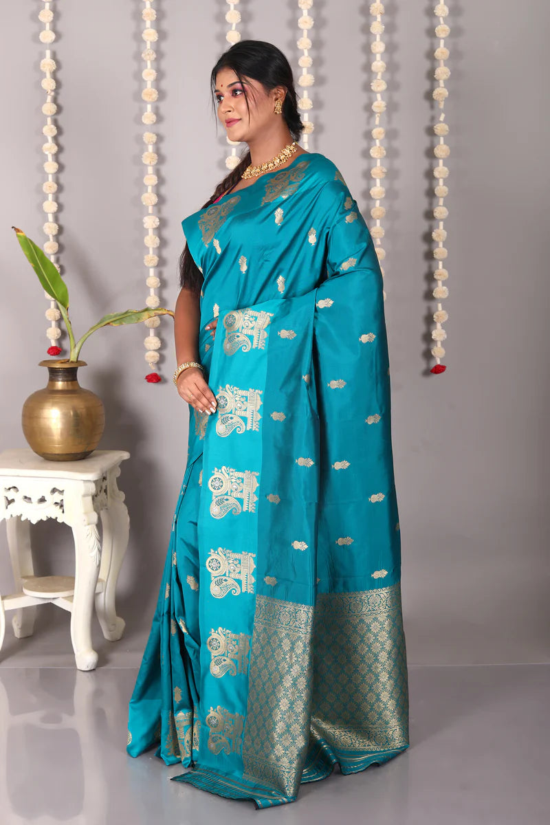 Rama Green Blended Mashru Silk Saree - Keya Seth Exclusive