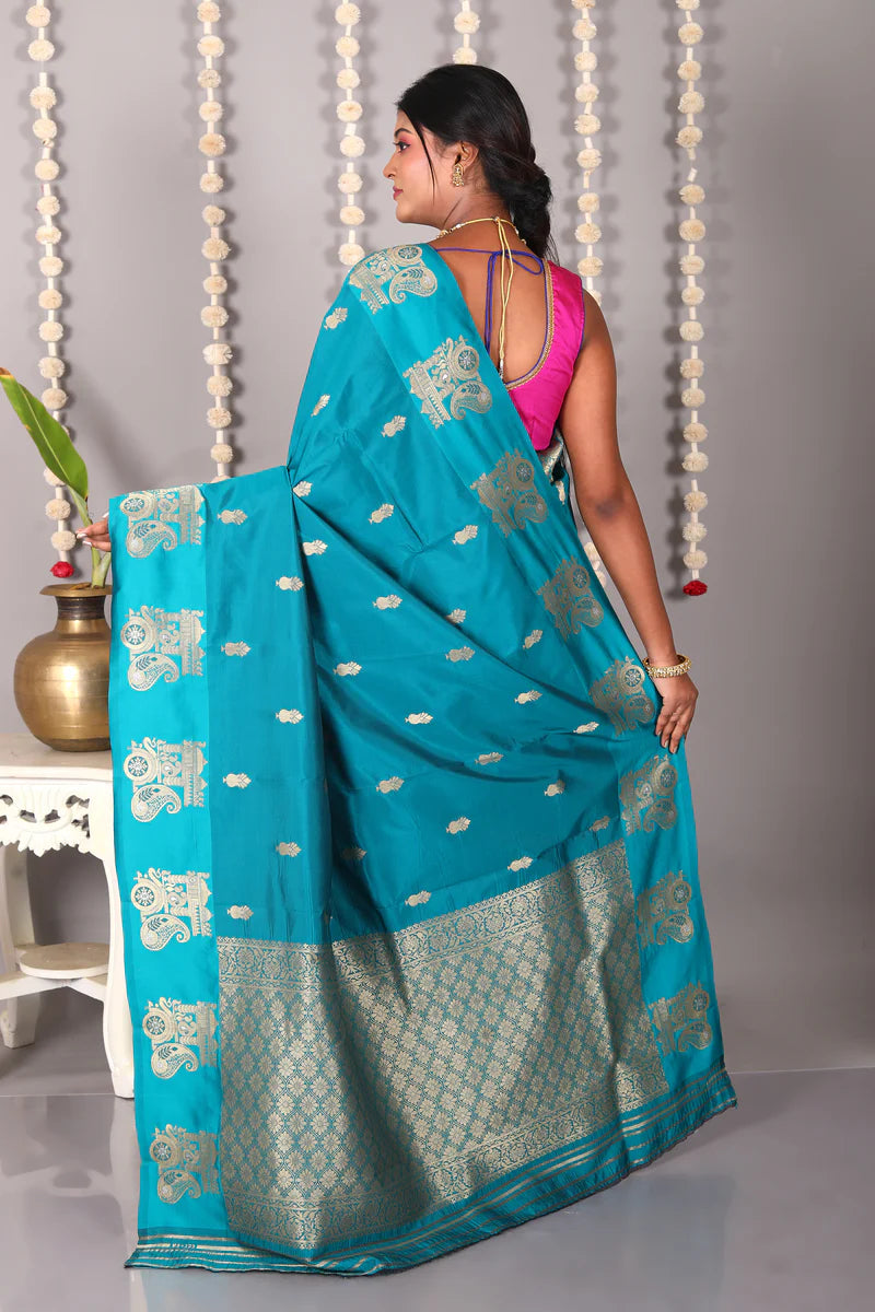 Rama Green Blended Mashru Silk Saree - Keya Seth Exclusive