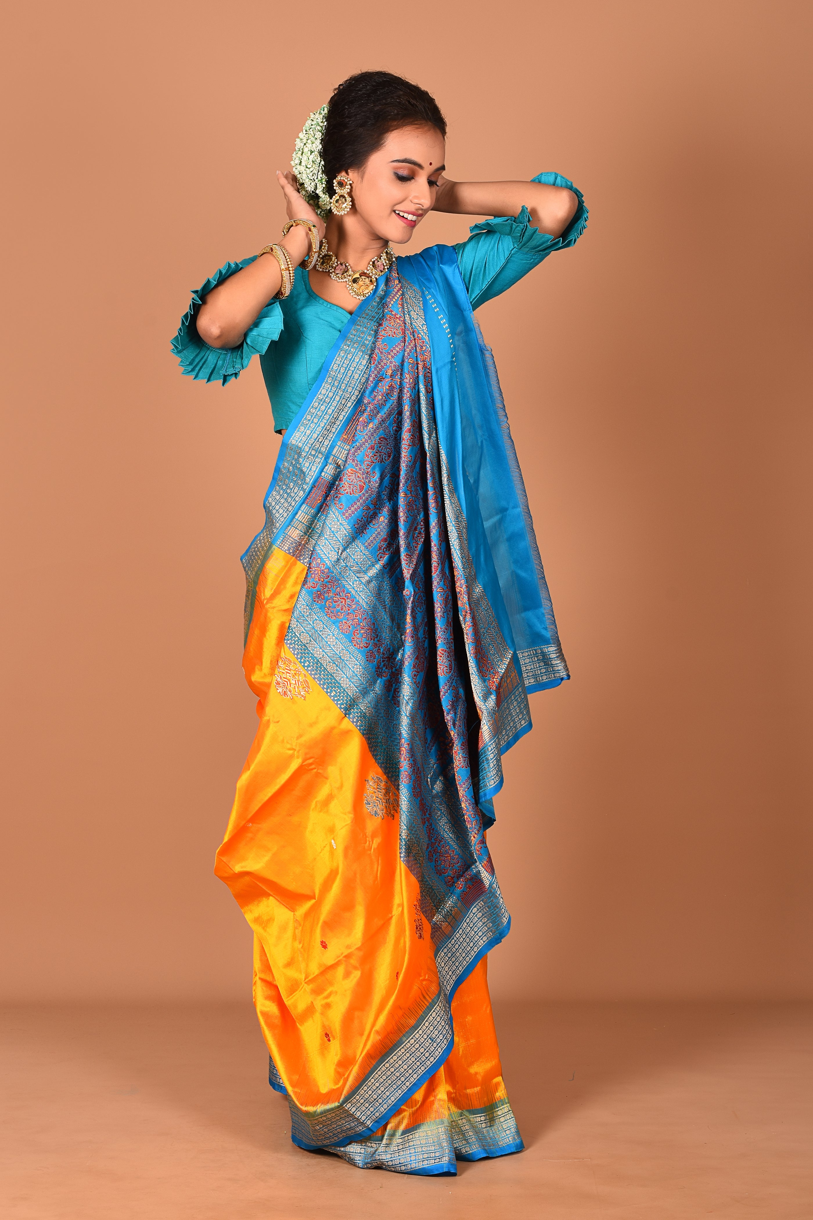 Mustard Pure Bomkai Saree - Keya Seth Exclusive