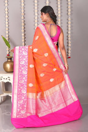 Dual Tone Orange Pure Katan Silk Saree - Keya Seth Exclusive