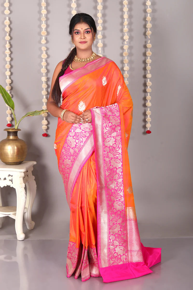 Dual Tone Orange Pure Katan Silk Saree - Keya Seth Exclusive