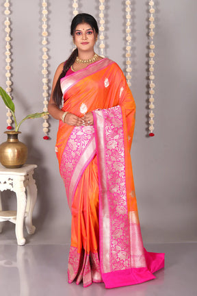 Dual Tone Orange Pure Katan Silk Saree - Keya Seth Exclusive