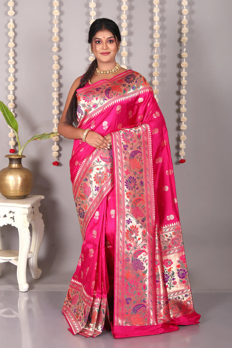 Pink Pure Katan Banarasi Silk Saree - Keya Seth Exclusive