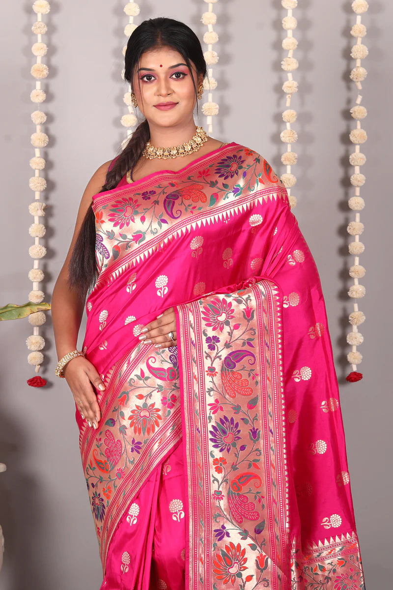 Pink Pure Katan Banarasi Silk Saree - Keya Seth Exclusive