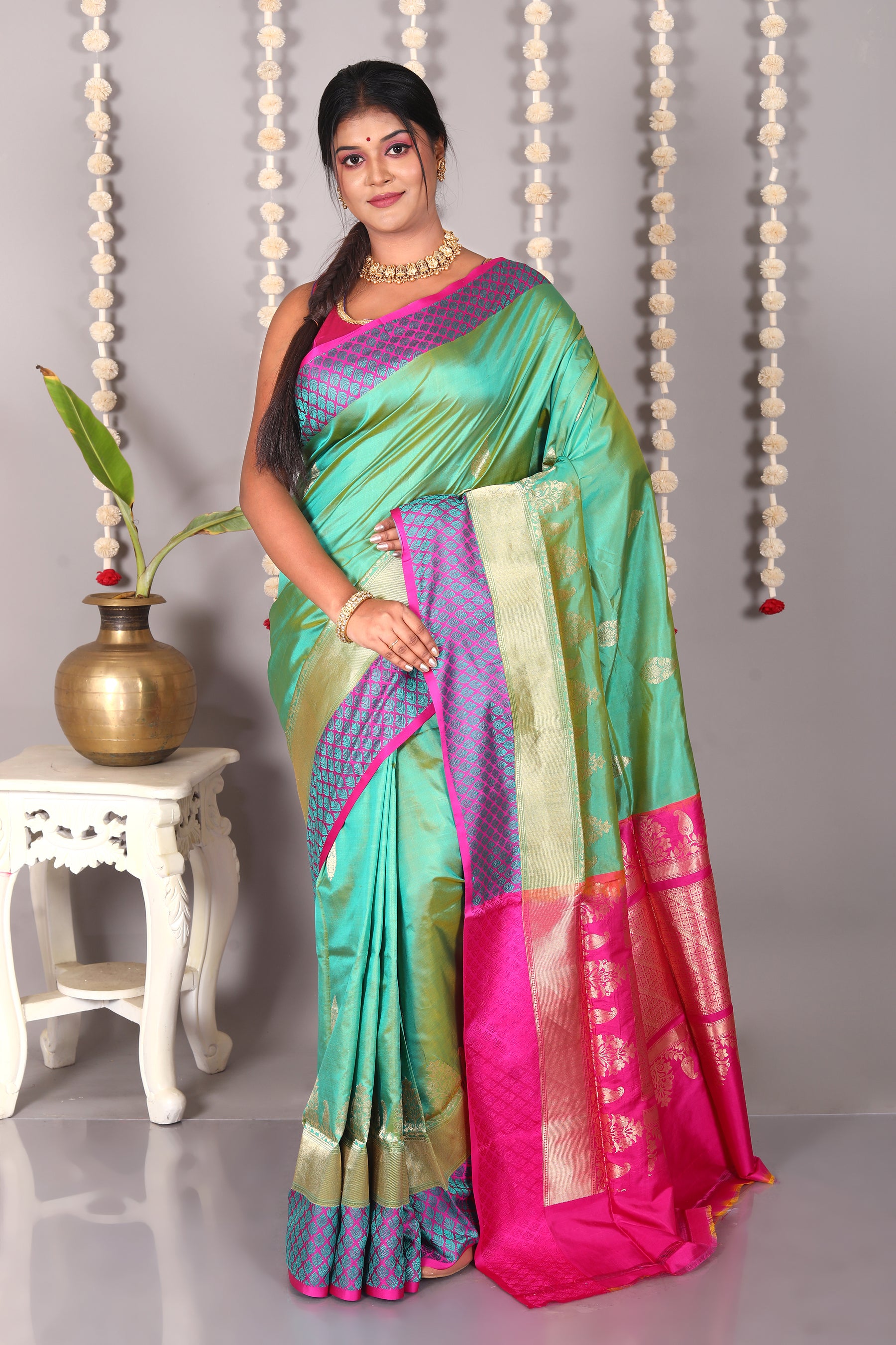 Green Pure Katan Silk Saree - Keya Seth Exclusive