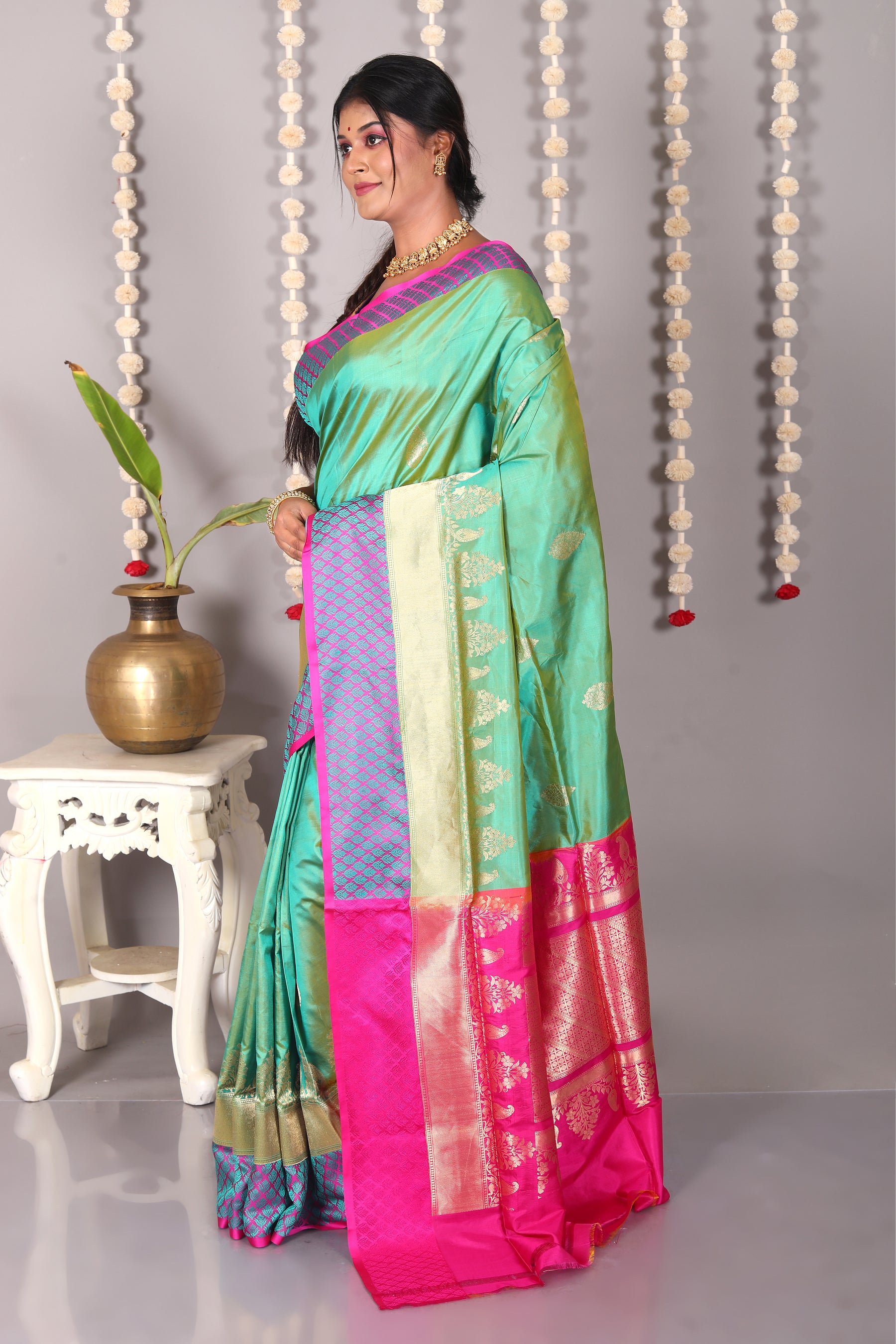 Green Pure Katan Silk Saree - Keya Seth Exclusive