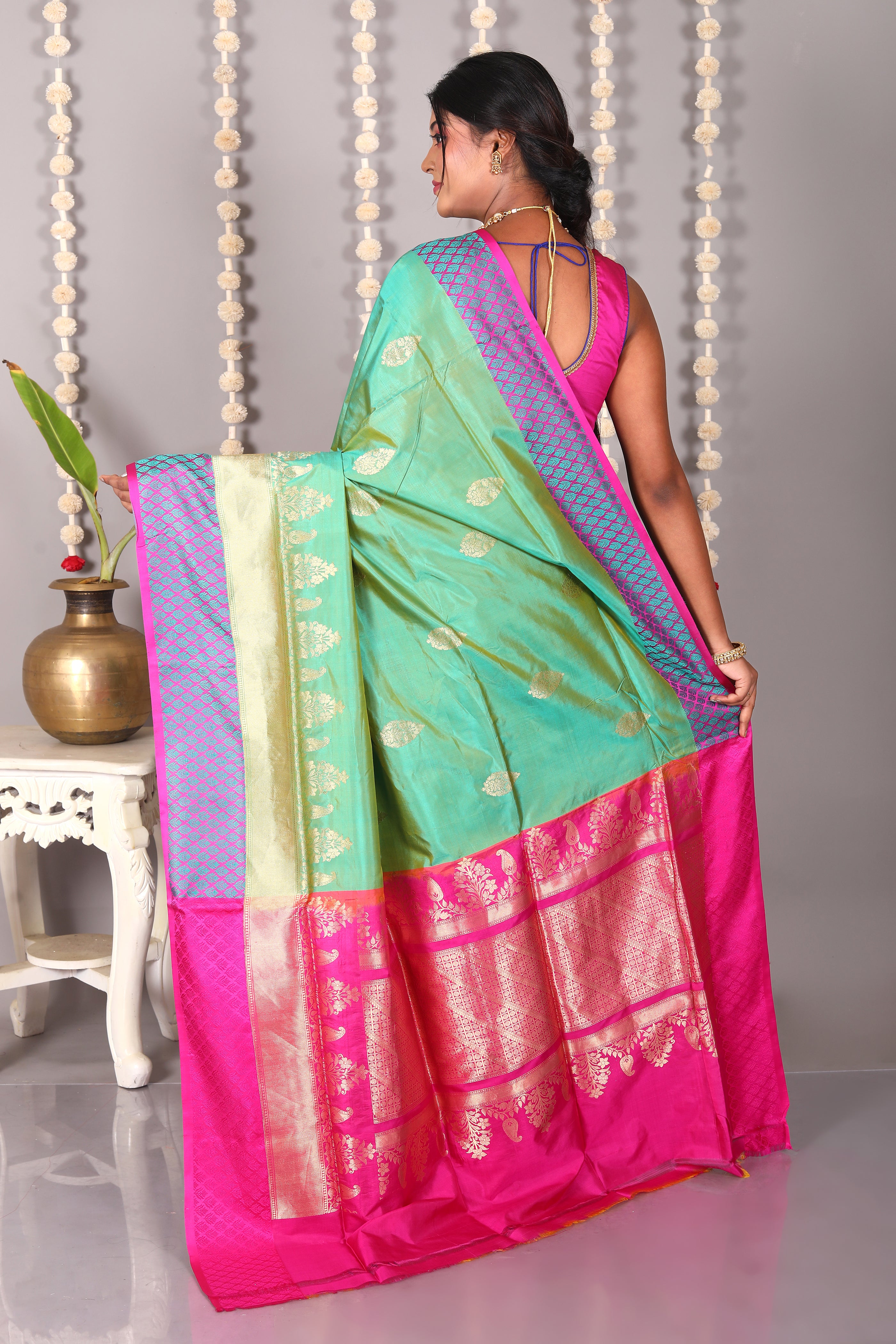 Green Pure Katan Silk Saree - Keya Seth Exclusive
