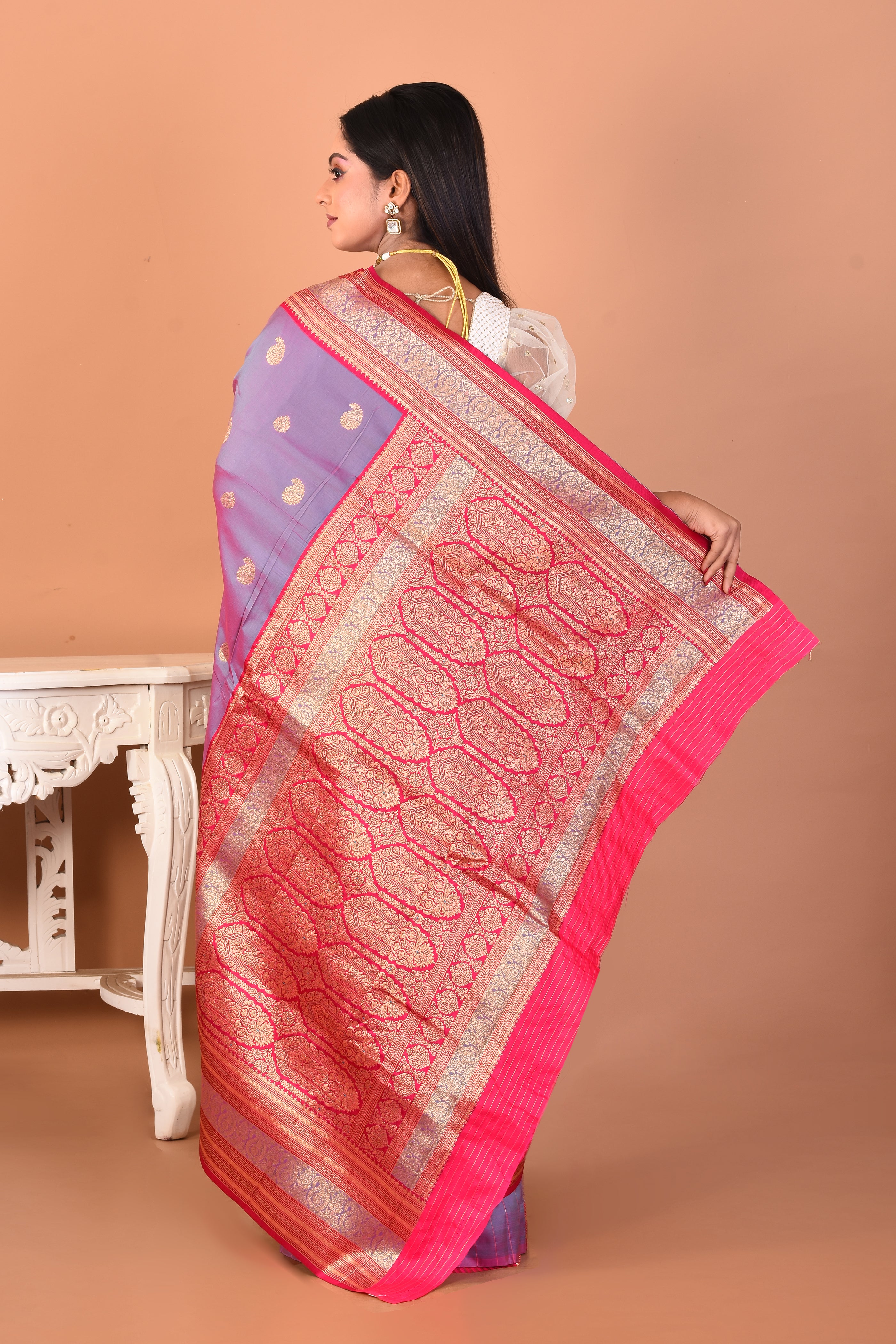 Dual Tone Purple Blended Kanjivaram Silk Saree - Keya Seth Exclusive