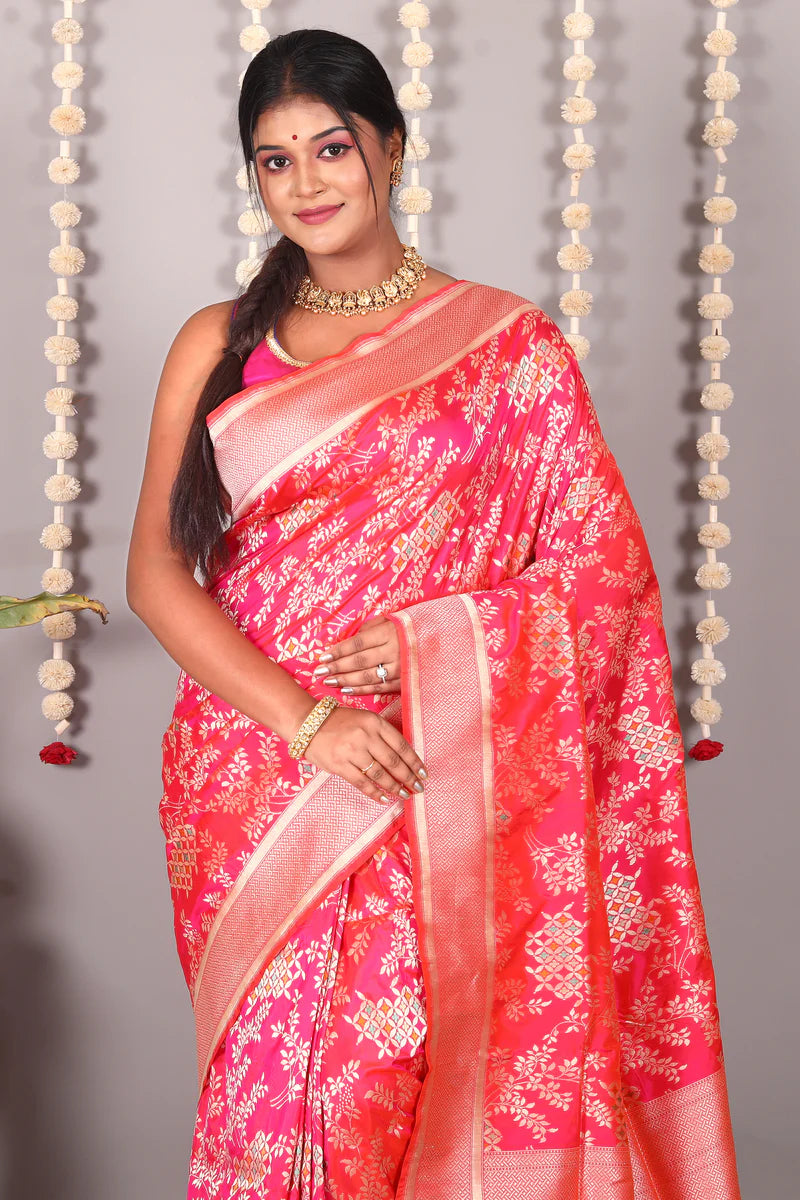 Pink Pure Katan Silk Saree - Keya Seth Exclusive