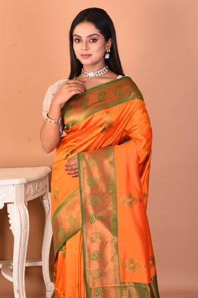 Orange Blended Mushroo Silk Saree - Keya Seth Exclusive