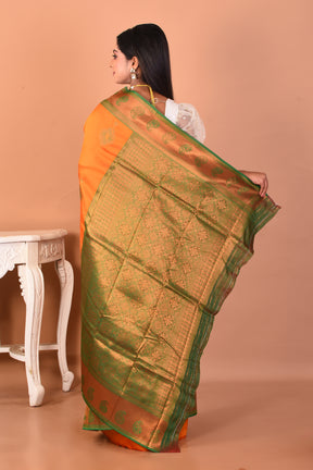 Orange Blended Mushroo Silk Saree - Keya Seth Exclusive