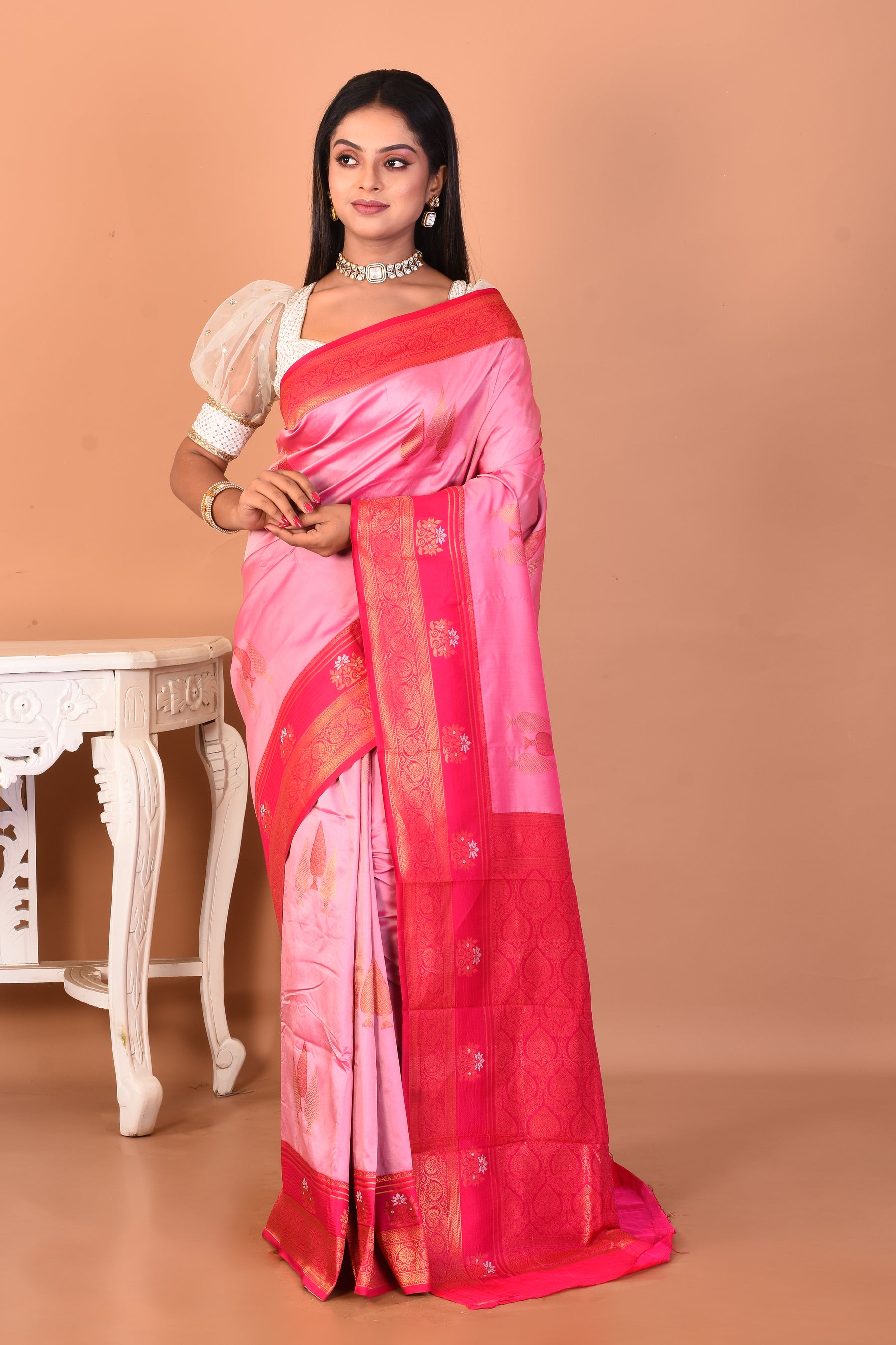 Pink Blended Kanjivaram Silk Saree - Keya Seth Exclusive