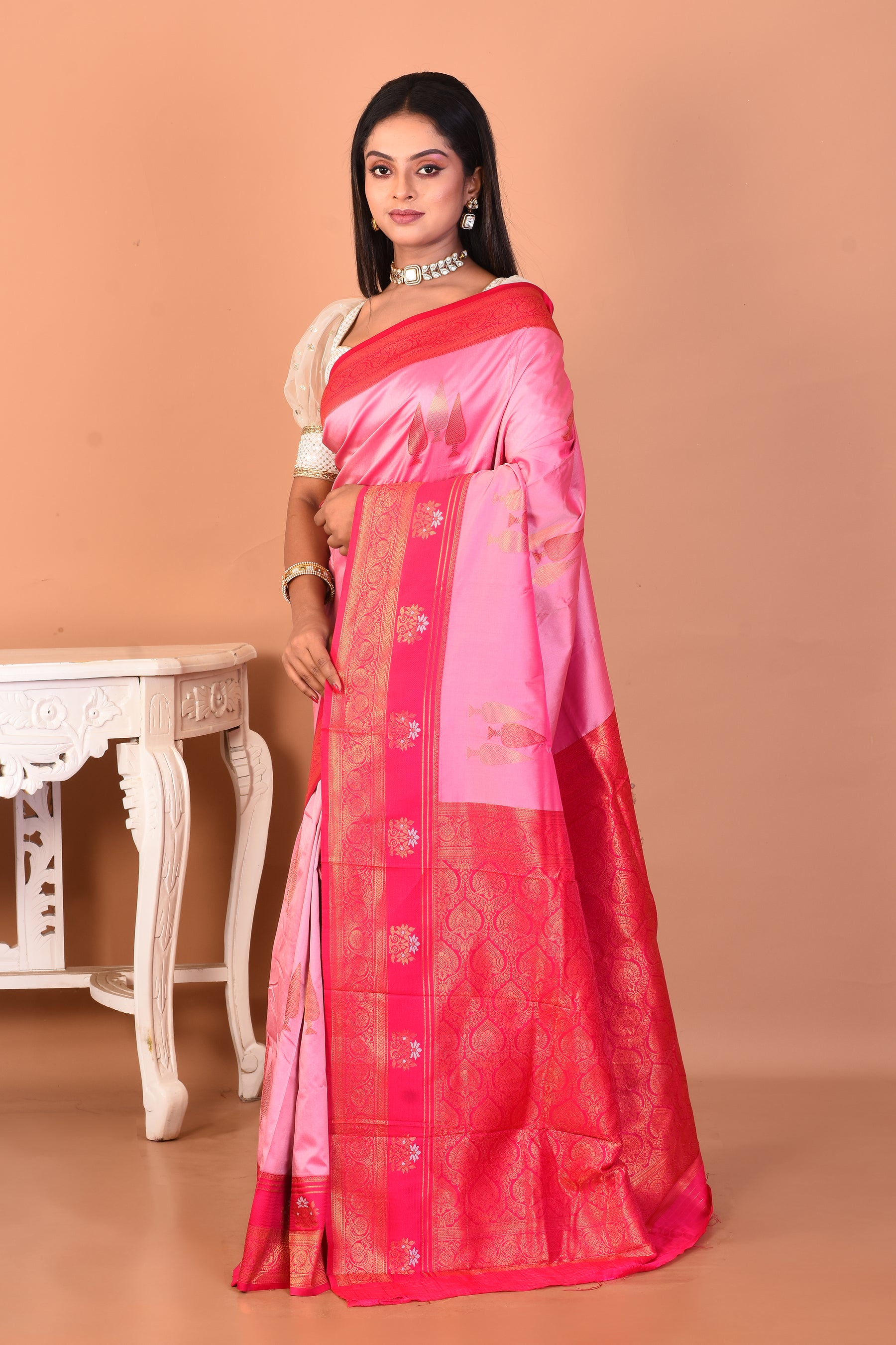 Pink Blended Kanjivaram Silk Saree - Keya Seth Exclusive