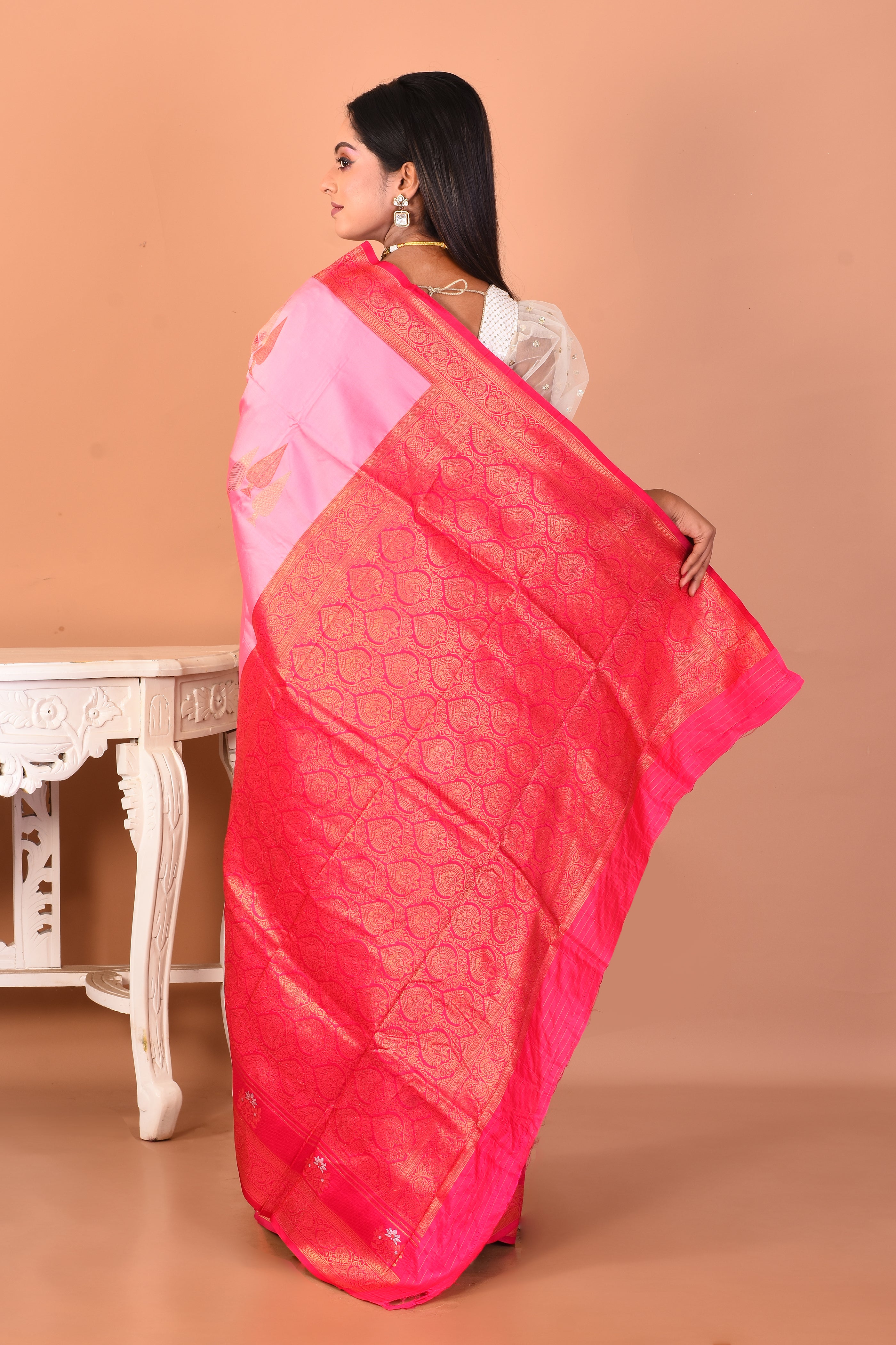 Pink Blended Kanjivaram Silk Saree - Keya Seth Exclusive