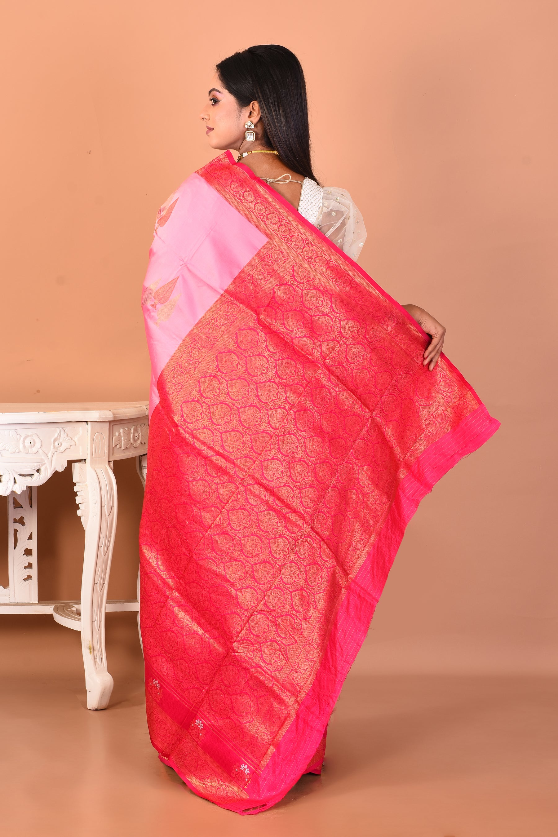 Pink Blended Kanjivaram Silk Saree - Keya Seth Exclusive