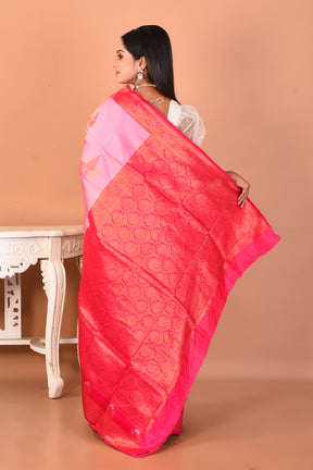 Pink Blended Kanjivaram Silk Saree - Keya Seth Exclusive