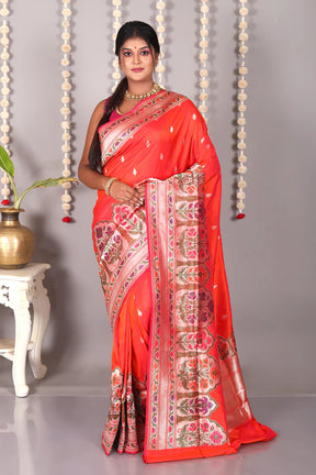 Orange Pure Katan Silk Saree - Keya Seth Exclusive