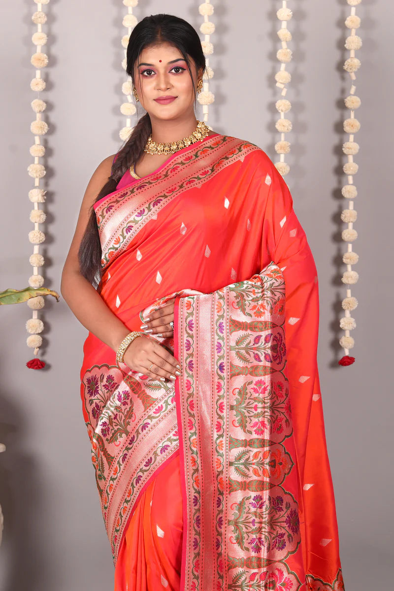 Orange Pure Katan Silk Saree - Keya Seth Exclusive