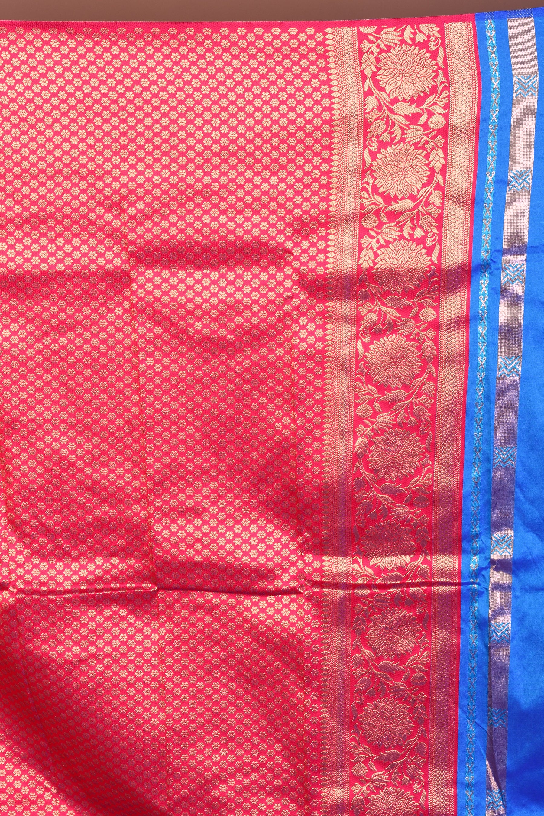 Designer Royal Blue Art Silk Saree with Pink Borders - Keya Seth Exclusive