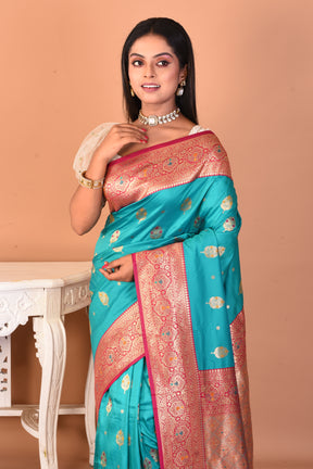 Sea Green Blended Katan Silk Saree - Keya Seth Exclusive