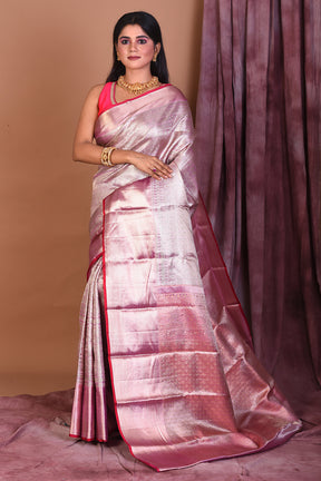 Pink Pure Kanjivaram Saree with Jacquard Work - Keya Seth Exclusive