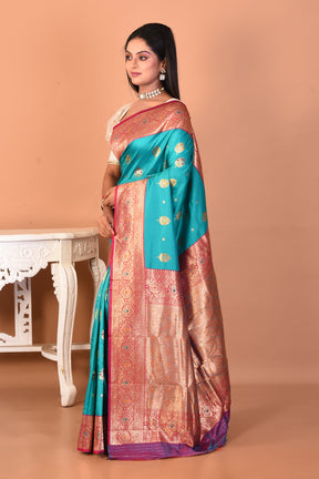 Sea Green Blended Katan Silk Saree - Keya Seth Exclusive