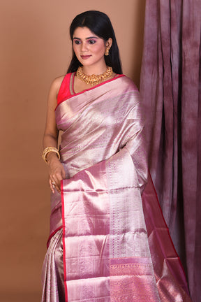 Pink Pure Kanjivaram Saree with Jacquard Work - Keya Seth Exclusive