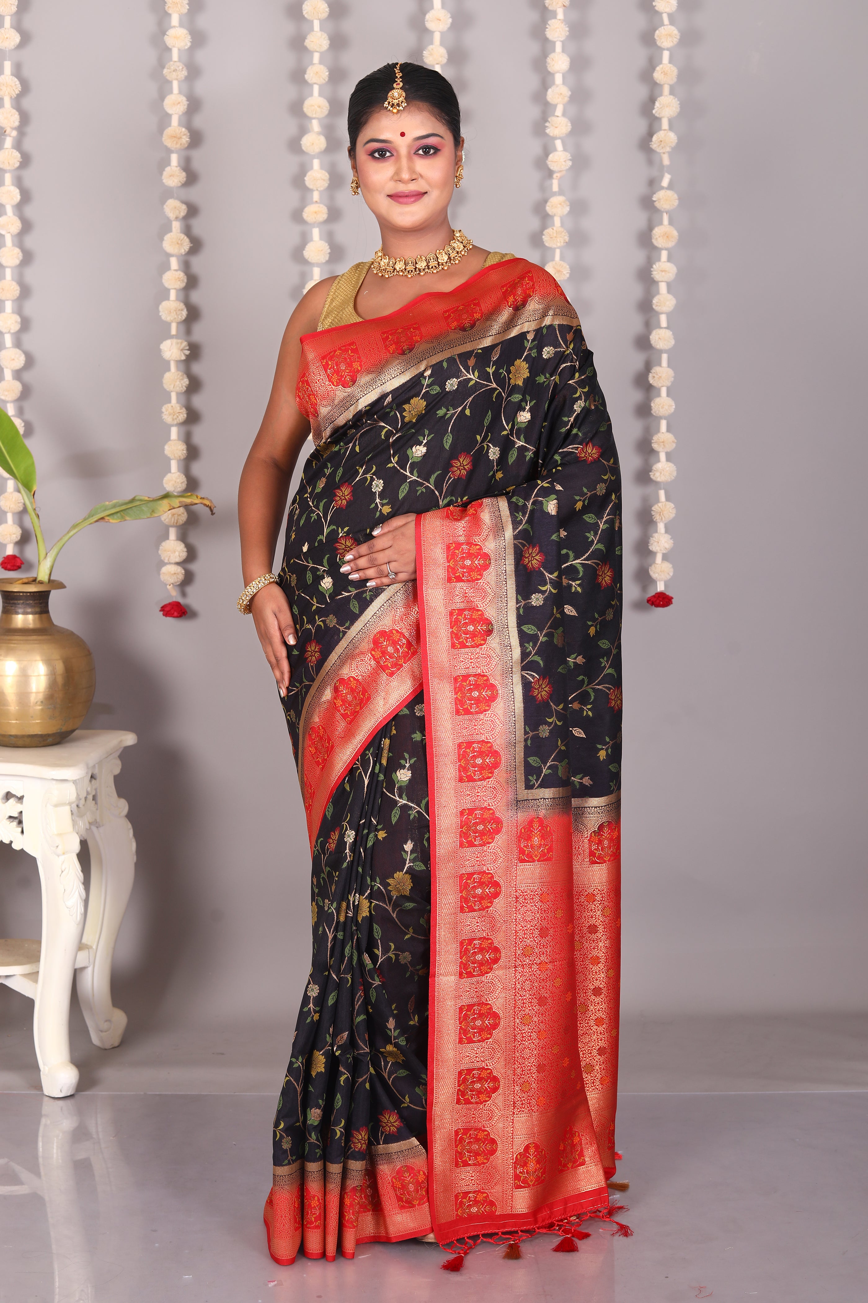 Black Blended Khaddi Saree - Keya Seth Exclusive