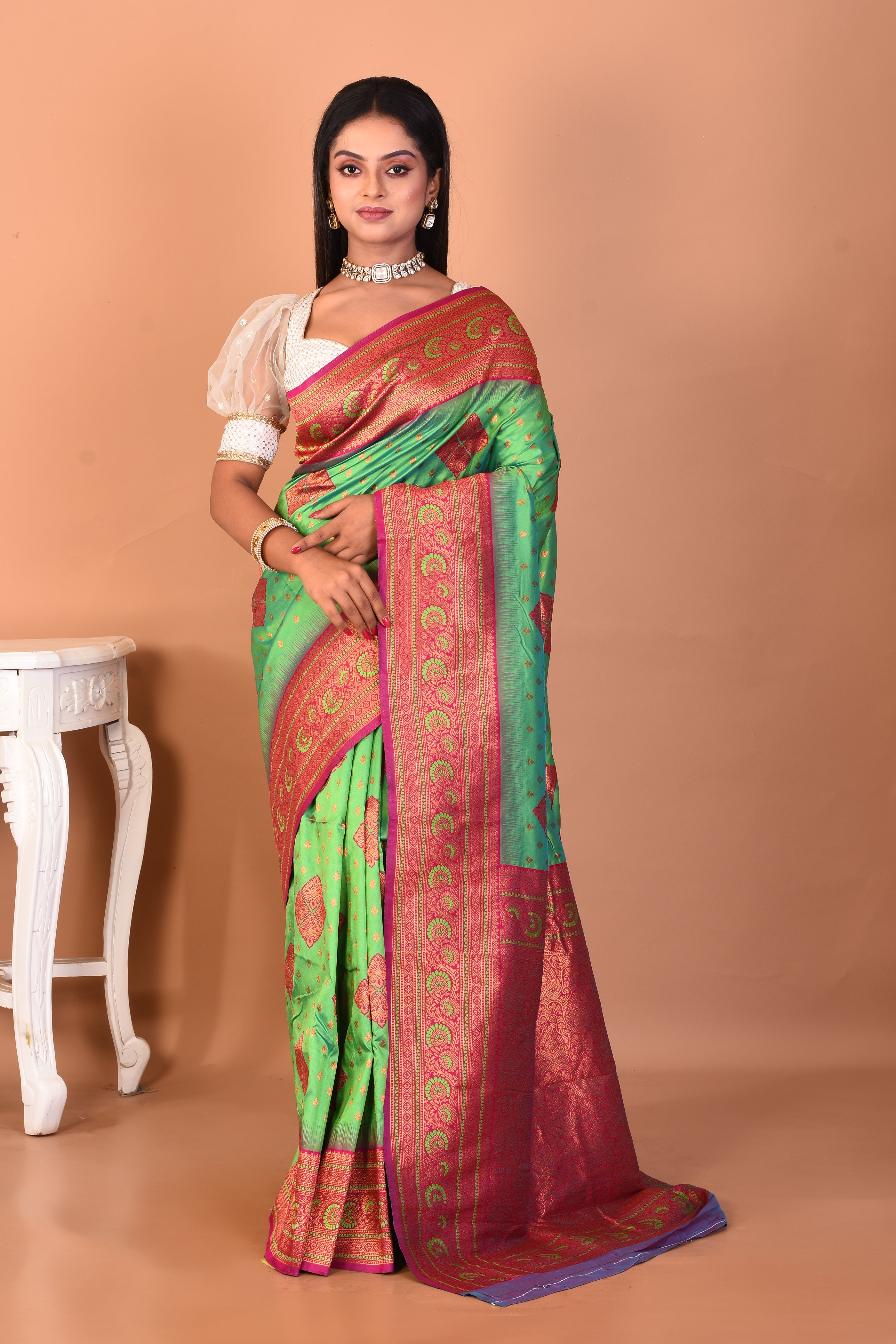 Green Blended Kanjivaram Silk Saree - Keya Seth Exclusive