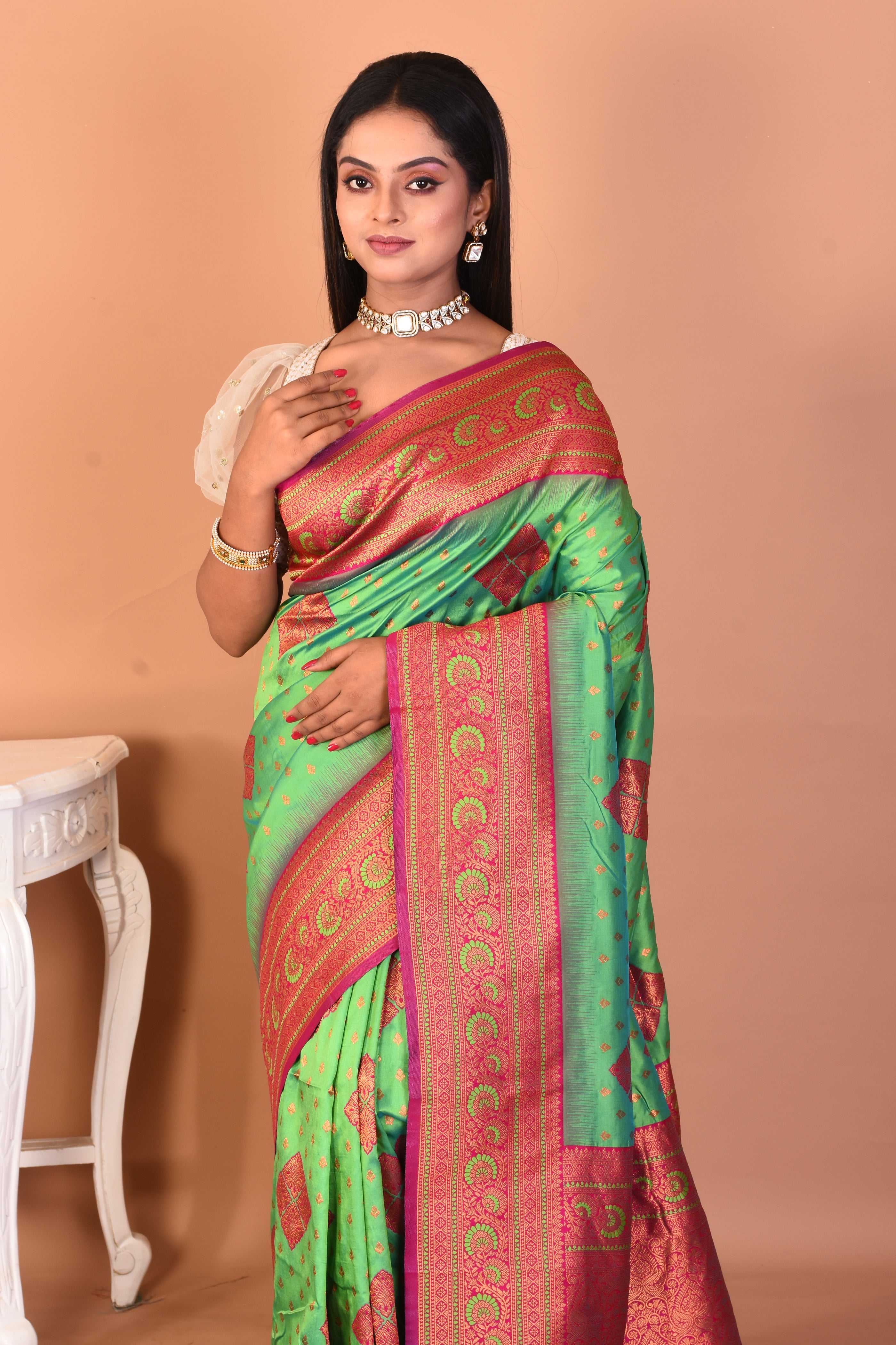 Green Blended Kanjivaram Silk Saree - Keya Seth Exclusive