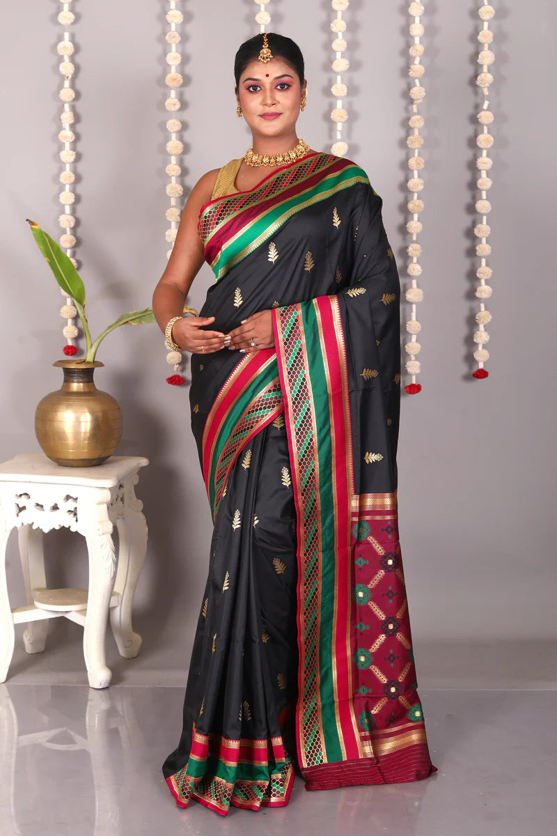 Black Blended Katan Silk Saree - Keya Seth Exclusive