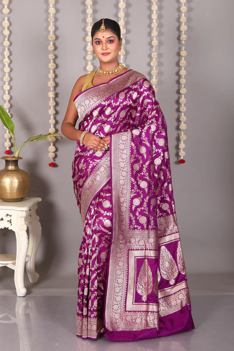 Purple Pure Katan Silk Saree - Keya Seth Exclusive