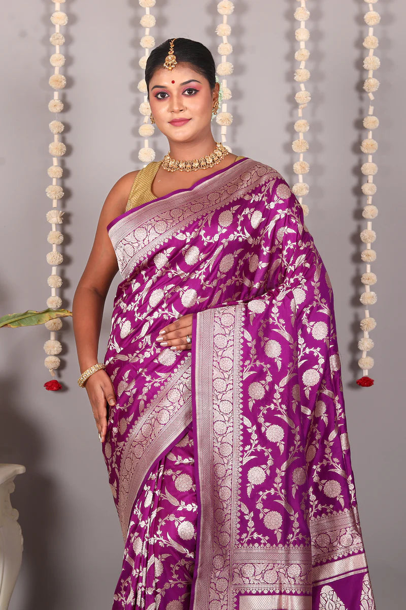 Purple Pure Katan Silk Saree - Keya Seth Exclusive