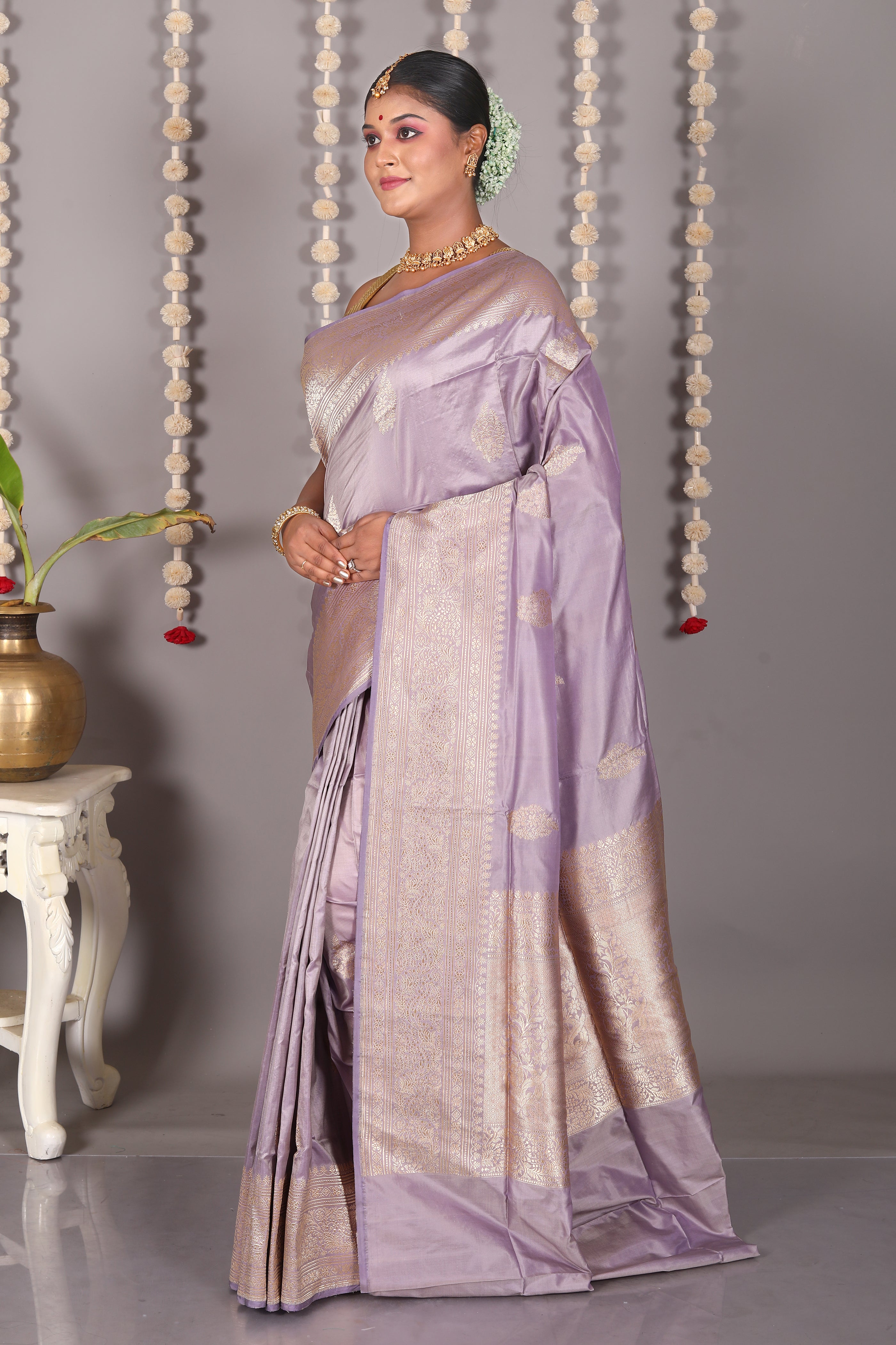 Lavender Pure Katan Silk Saree - Keya Seth Exclusive