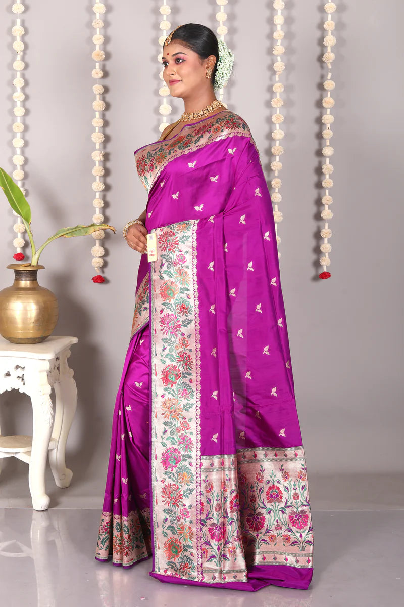 Purple Pure Katan Silk Saree - Keya Seth Exclusive
