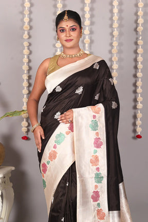 Black Pure Katan Silk Saree - Keya Seth Exclusive