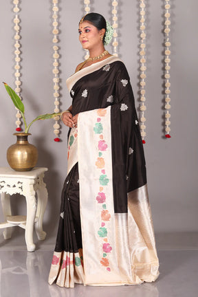 Black Pure Katan Silk Saree - Keya Seth Exclusive