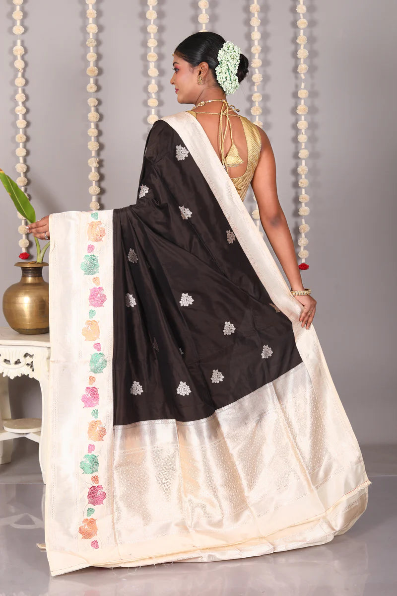 Black Pure Katan Silk Saree - Keya Seth Exclusive