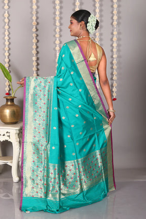 Sea Green Pure Katan Silk Saree - Keya Seth Exclusive