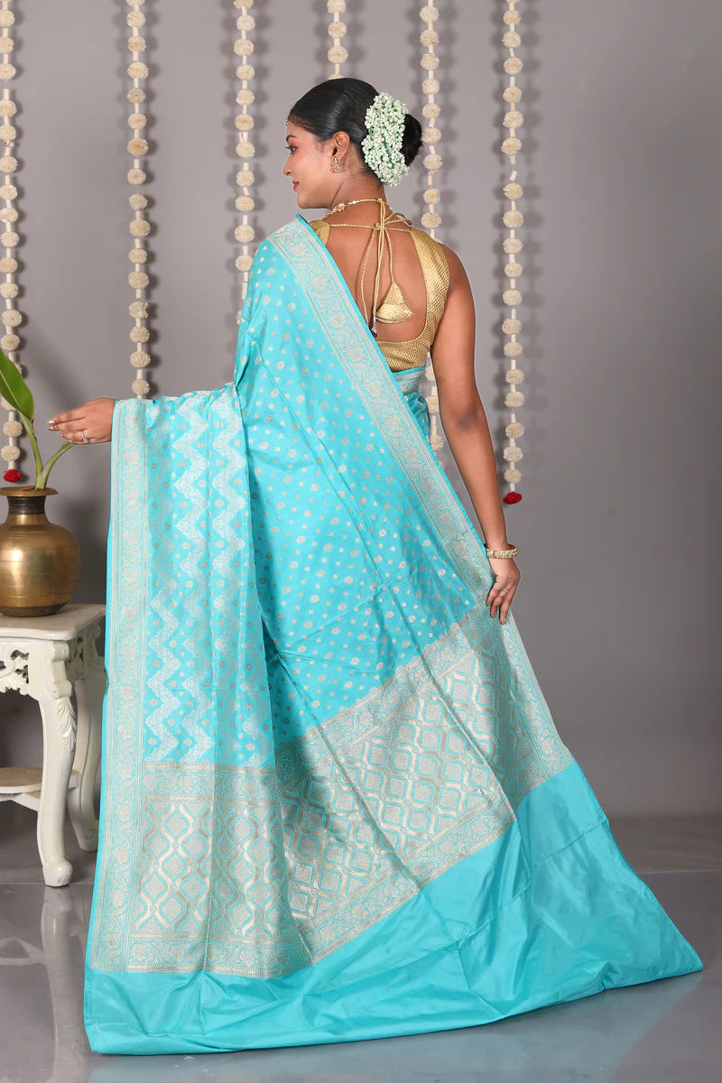 Sea Green Pure Katan Silk Saree - Keya Seth Exclusive