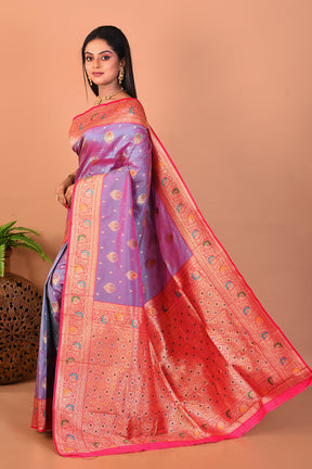 Dual Tone Purple Blended Katan Silk Saree - Keya Seth Exclusive