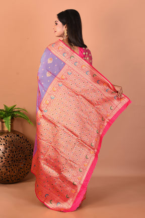Dual Tone Purple Blended Katan Silk Saree - Keya Seth Exclusive