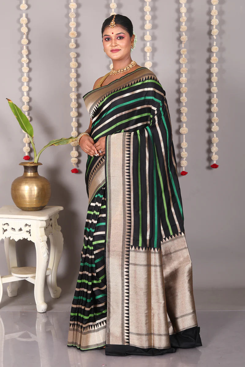 Black Pure Katan Silk Saree - Keya Seth Exclusive